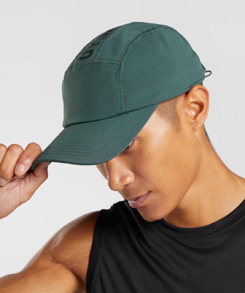 Gymshark Logo 5 Panel Muške Šeširi Obsidijanske Zelene | HR 3070FDN